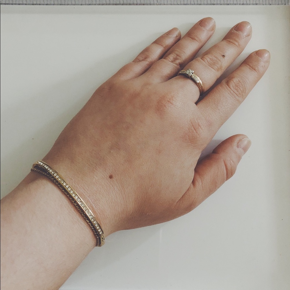 Ann Taylor Hammered Gold & Pave Adjustable Bangle